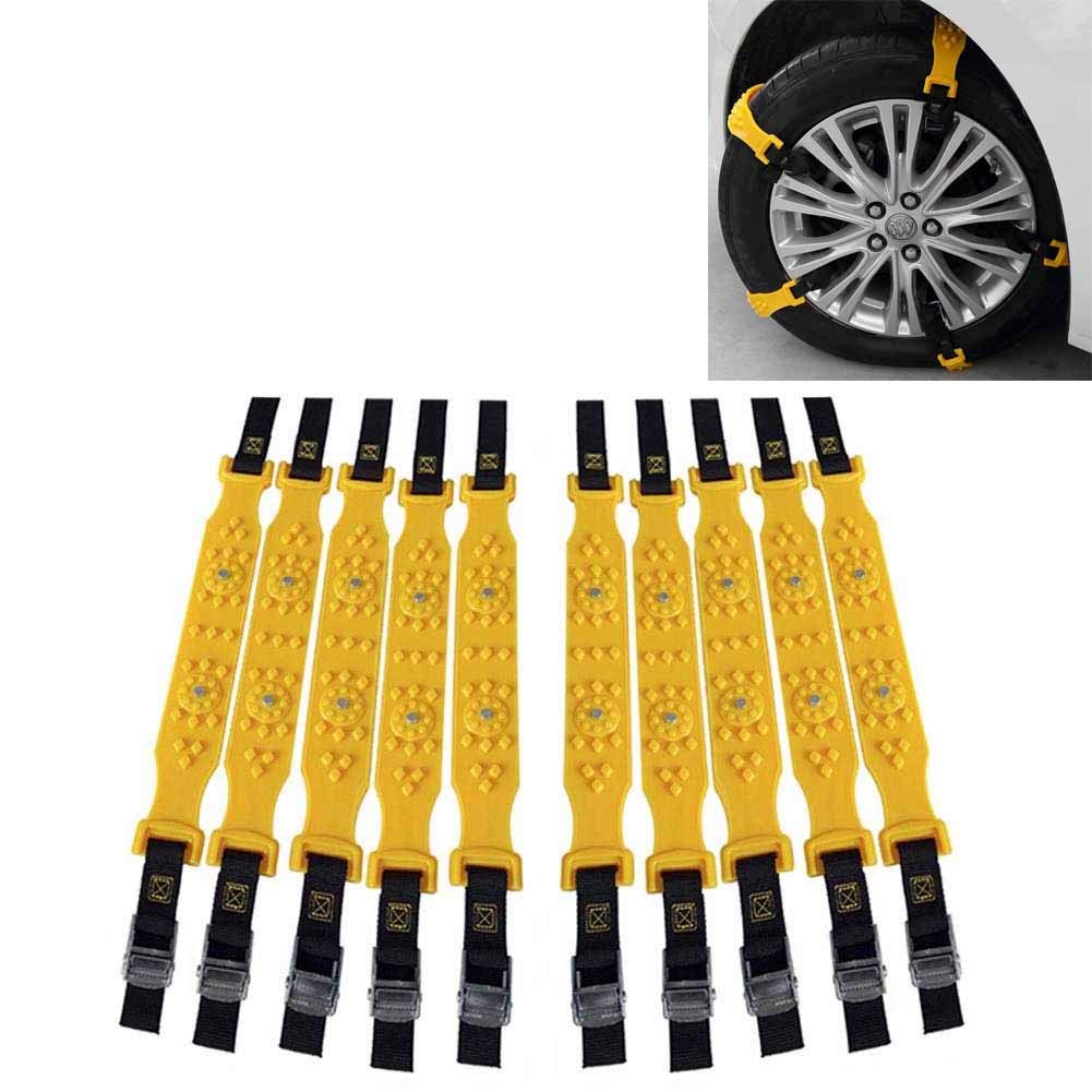 VIONNPPT Universal Anti Rutsch Schneeketten, 10er Set Snow Chains Reifenketten, Anfahrhilfe Anti Skid Nail Auto Snow Tire Ketten für Auto, SUV, LKW mit 185-225mm Reifen Breite von VIONNPPT