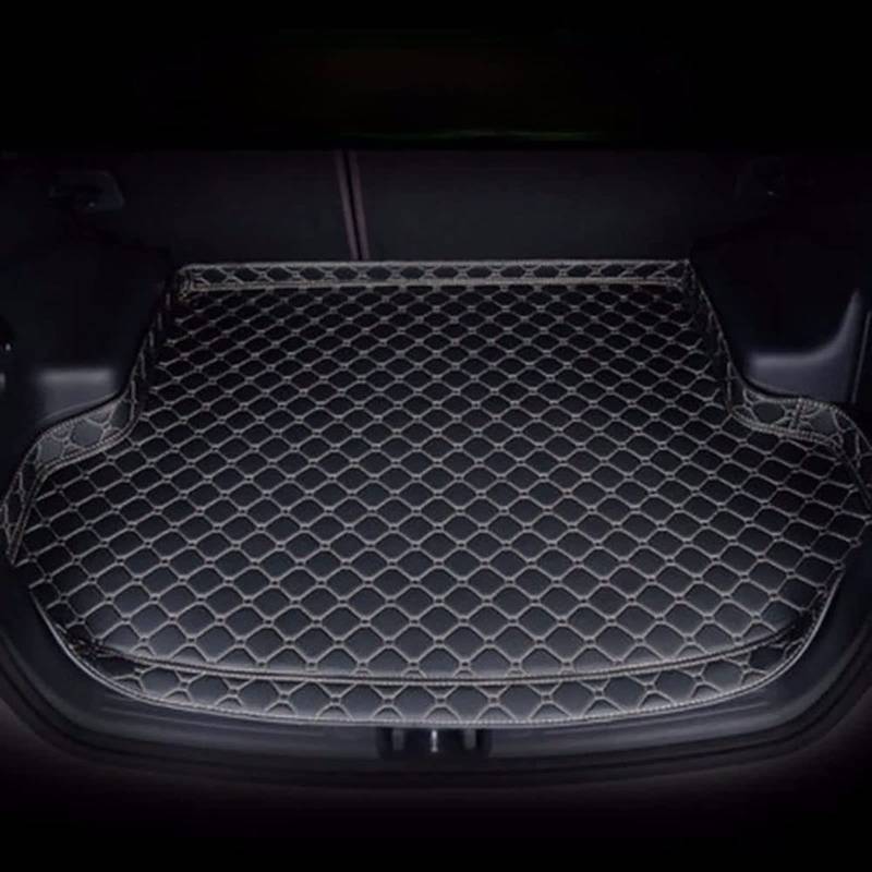 Auto Hohe Seite Leder Kofferraum matten für Do-dge Charger,Car Kofferraum Schutzmatten Kofferraumschutz rutschfest Fracht Schutzmatte Boot Tray Liner,Black-beige von VIPHID