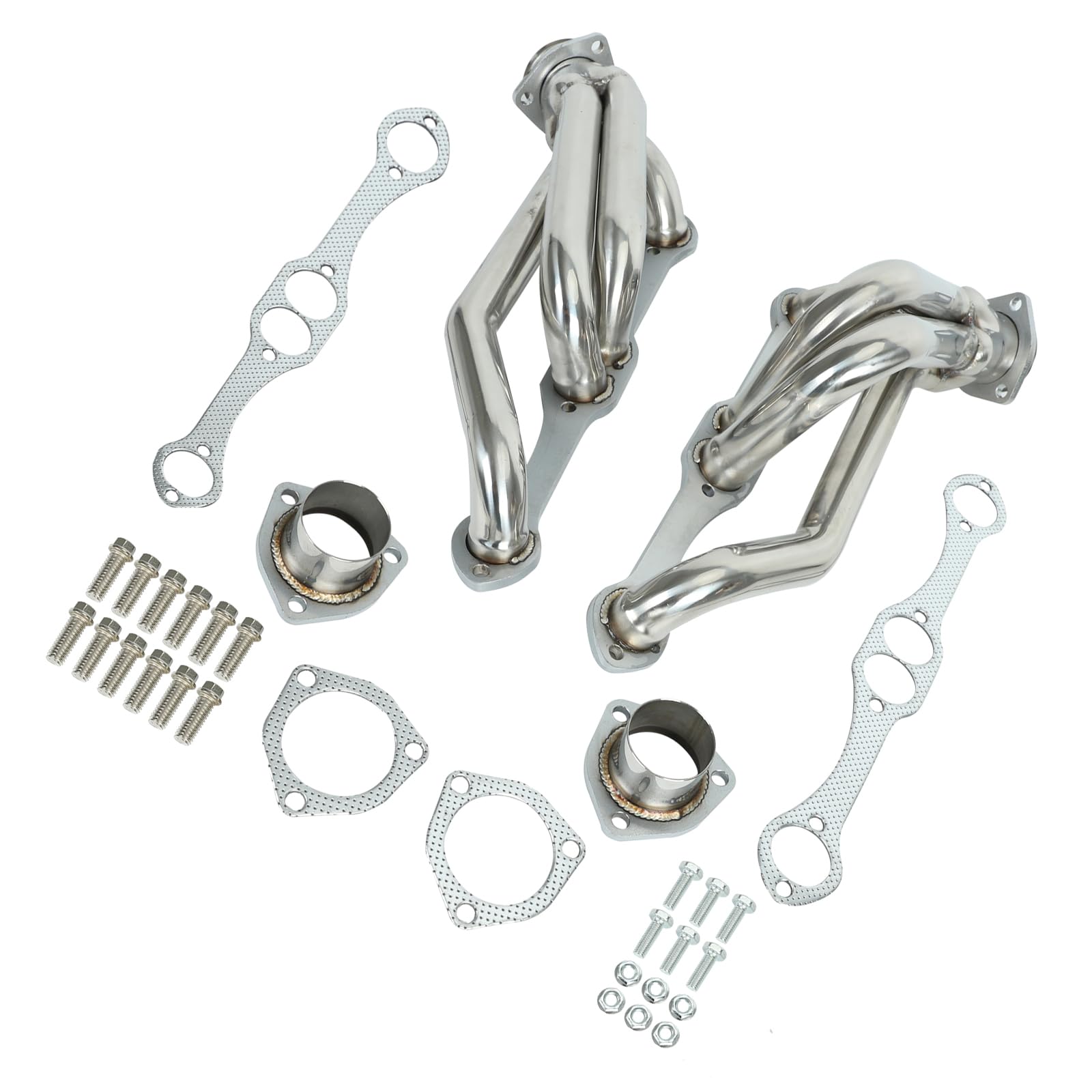 VIPIH Silberner 1-1/2„ bis 2-1/2“ Auspuffkrümmer-Satz für Chevy 283-400 V8-Motoren & S10/S15 von VIPIH