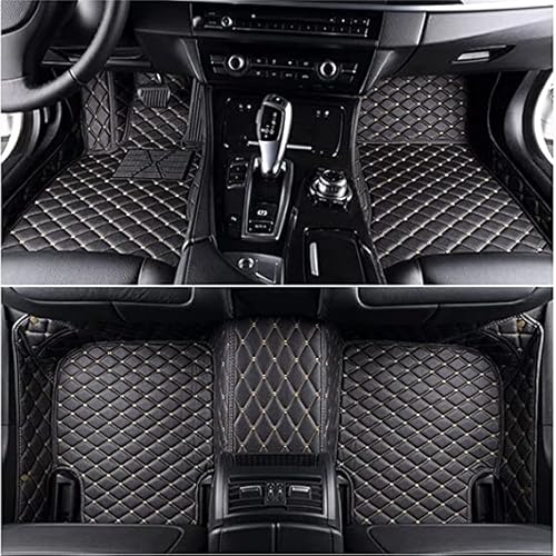 Auto FußMatten FüR Fo-rd Galaxy 2017-2022(LHD), Leder VollstäNdige Abdeckung Anti Rutsch Wasserdicht Tragen Floor Mats,Black-beige von VIPOD