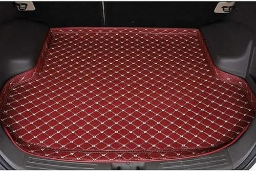 Auto Leder Kofferraummatte Für KIA Carens(7 seater) 2013-2016, Wasserabweisend Kofferraumwanne Schutzmatten Cargo Mat Innenzubehör,Wine-red von VIPOEX
