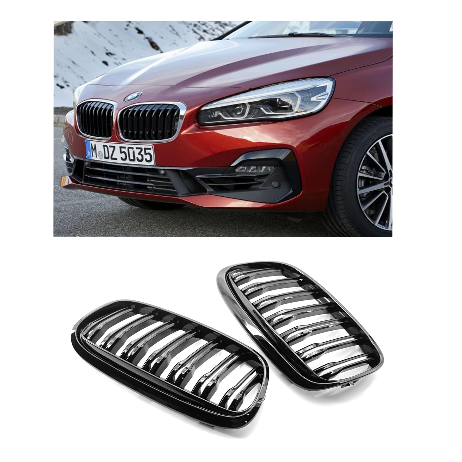 VISLONE Frontgrill Mesh F45 Schwarz Ersatz für BMW 2er 5-sitzigen Active Tourer & 7-sitzigen F46 Gran Tourer Frontstoßstangengrill 2015-2017 von VISLONE