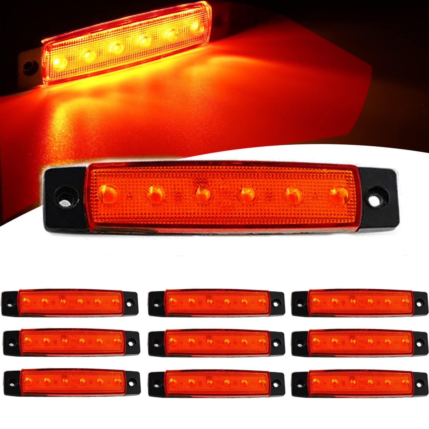 VISSQH 10 Stücke LED-Seitenmarkierungsleuchten 12V-24V LED Seitenmarkierungs-kontrollleuchte LED Seitenlichter Vorne Hinten Seitenlicht Positionslampen(Rot) von VISSQH