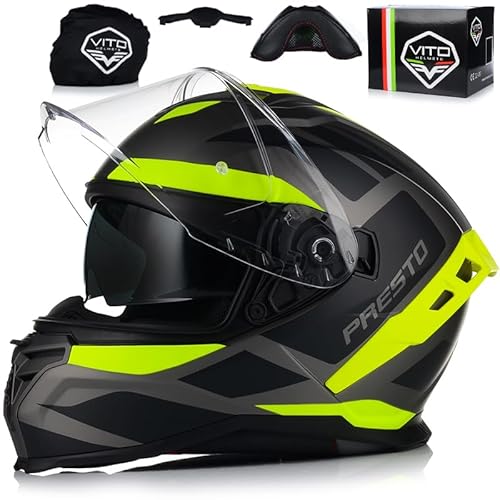 Integralhelm mit Sonnenblende | VITO Presto | Motorrad Helm Vollvisierhelm Mopedhelm ECE 22.06 | Motorradhelm Full-Face Helme (L (59-60cm)) von VITO Helmets