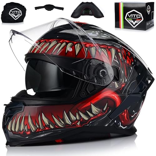 Integralhelm mit Sonnenblende | VITO Presto | Motorrad Helm Vollvisierhelm Mopedhelm ECE 22.06 | Motorradhelm Full-Face Helme (S (55-56cm)) von VITO Helmets