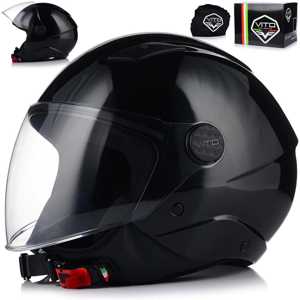 Jethelm Motorradhelm | VITO UNO | Motorrad Helm Rollerhelm Jet ECER 22.06 (L (59cm)) von VITO Helmets