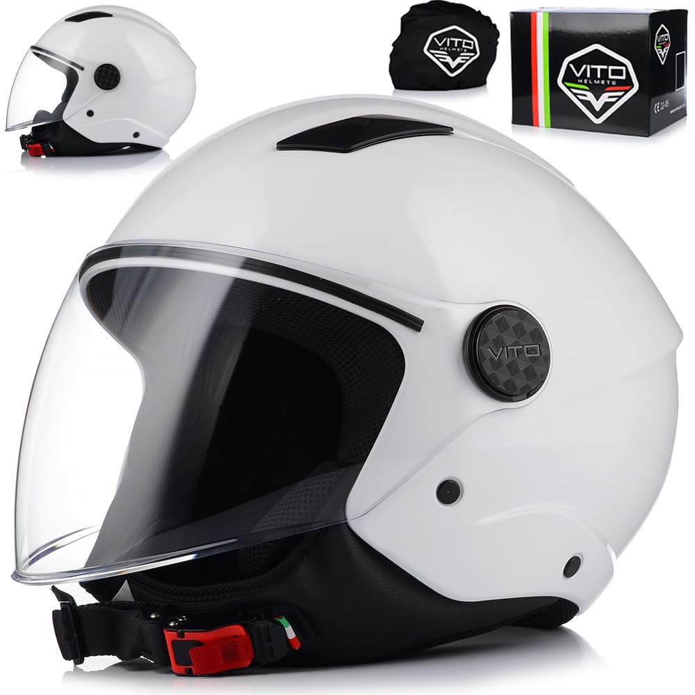 Jethelm Motorradhelm | VITO UNO | Motorrad Helm Rollerhelm Jet ECER 22.06 (L (59cm)) von VITO Helmets