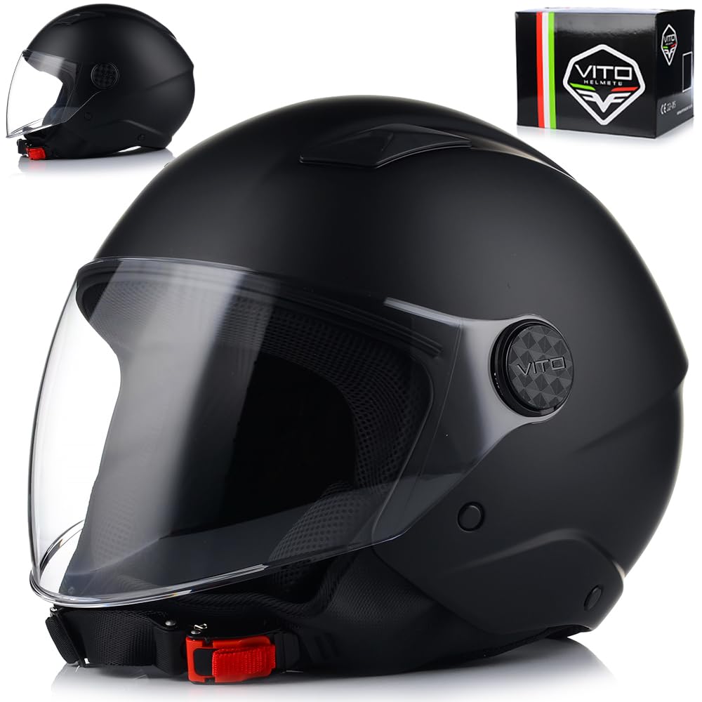 Jethelm Motorradhelm | VITO UNO | Motorrad Helm Rollerhelm Jet ECER 22.06 (L (59cm)) von VITO Helmets