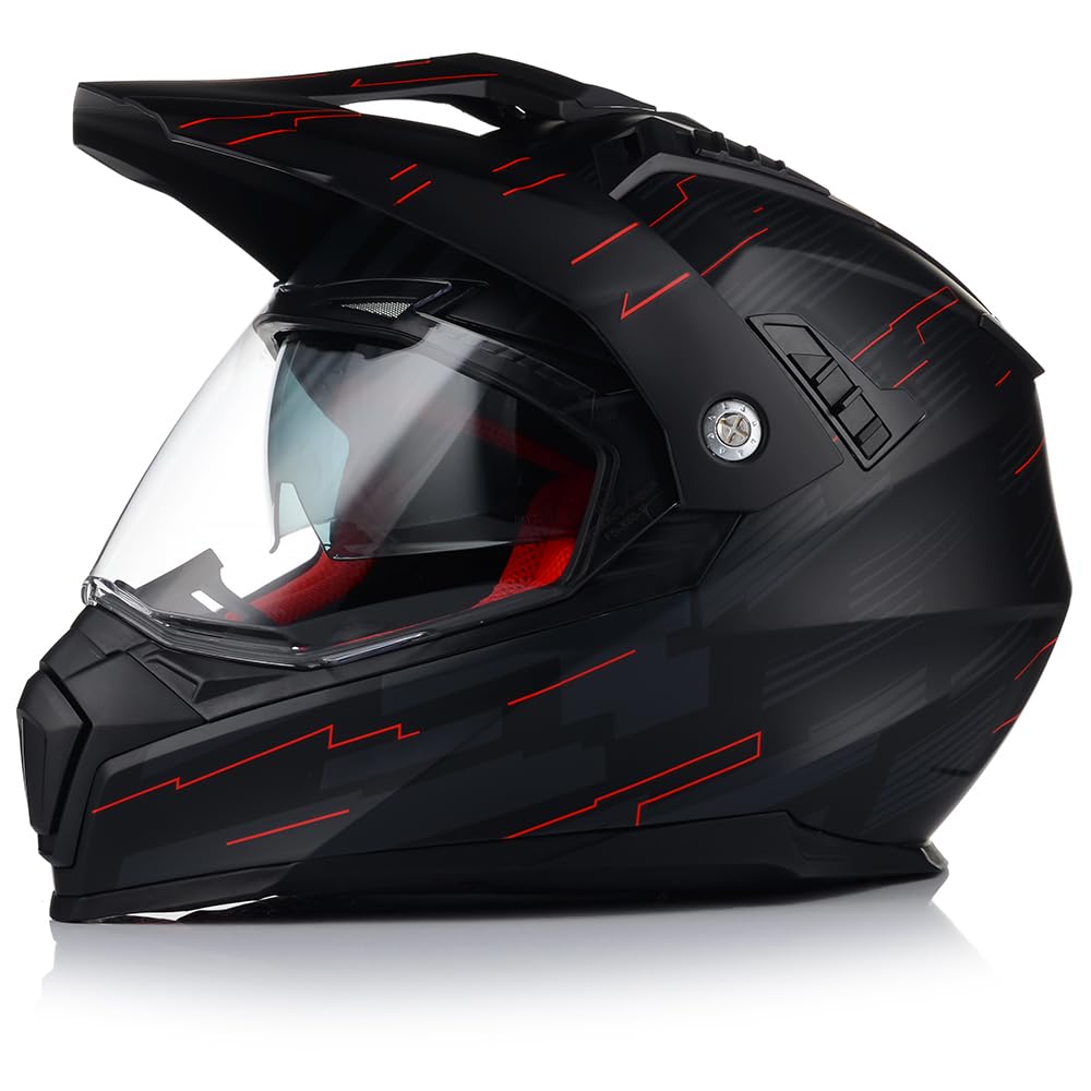 Motocross Helm mit Sonnenblende | VITO Molino | Herren und Damen | ATV Quad Enduro Helm | ECE 22.06 Zertifiziert | Motorradhelm mit Doppelvisier (M (57-58cm)) von VITO Helmets