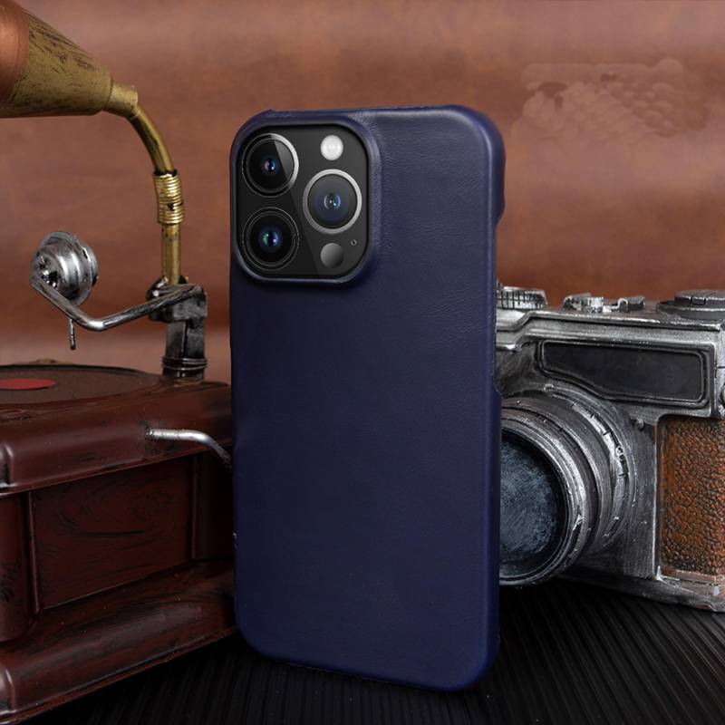 Leather for iPhone 16 Pro Case, Handcrafted Leather Case for iPhone 16 Pro - Easy Access, Slim Fit, Soft (Navy Blue,for iPhone 12) von VIUXL