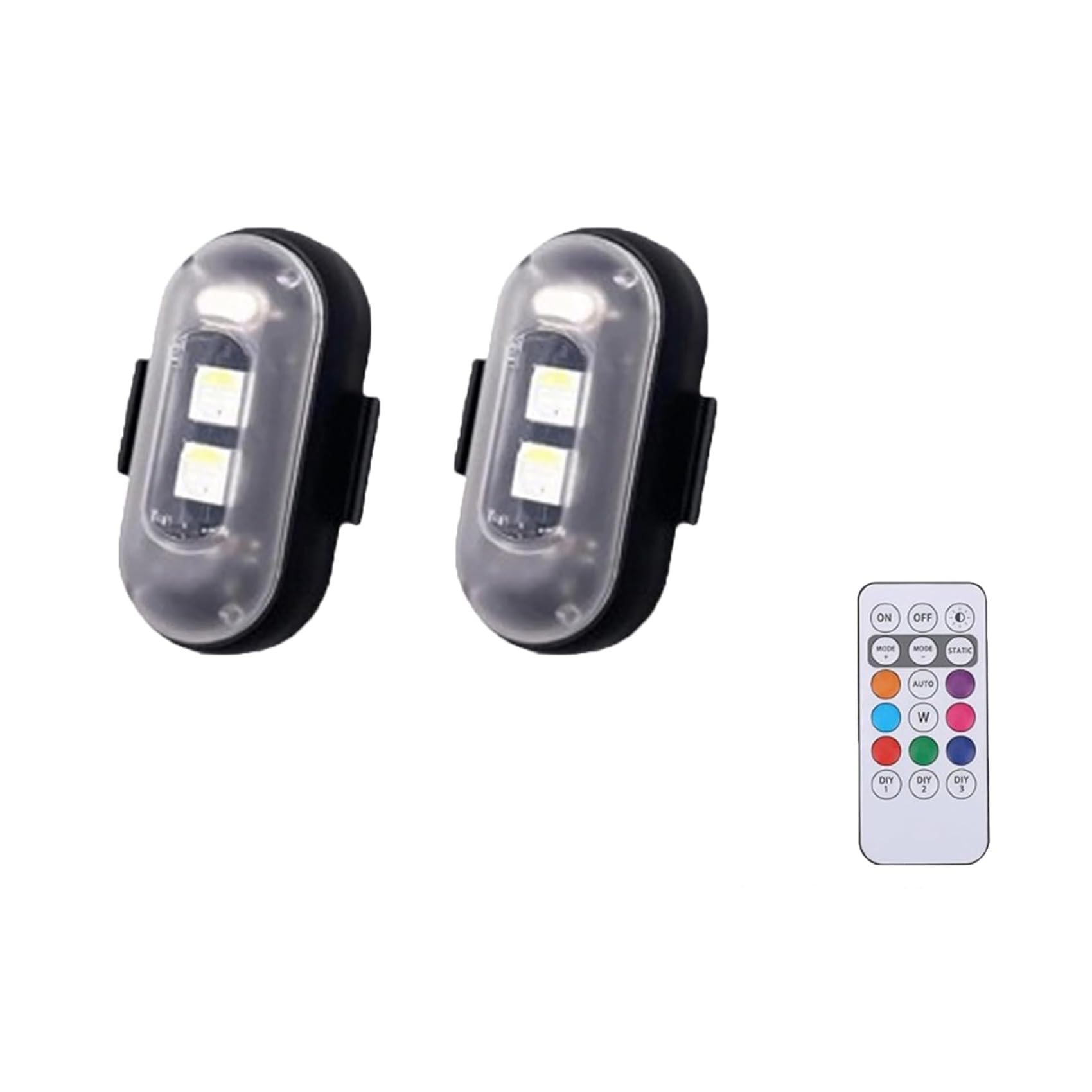 Summer LED Lights for Car, Remote Control Strobe Light, led Anti-Collision Lights, Wireless Interior LED Lights for Car with Remote Control, for Car, Motorcycle, Drone, Bike (2pcs) von VIUXL