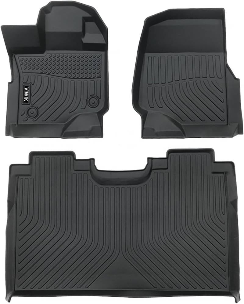 VIWIK Fußmatten, kompatibel mit Ford F150 2015–2024 SuperCrew/Crew Cab für Ford F150, Automatten, Allwetterschutz, maßgeschneidertes komplettes Set, beinhaltet 1. und 2. Reihe, Auto-Bodenauskleidung, von VIWIK