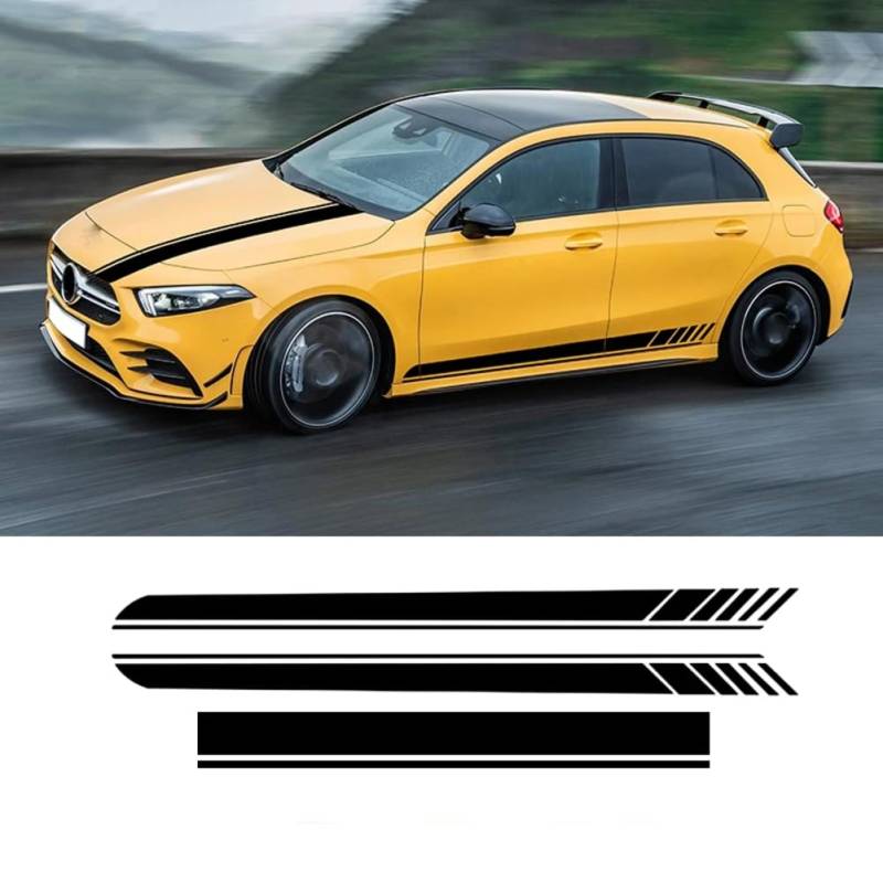 Auto Motorhaube Tür Seitenstreifen Rock Aufkleber Edition 1 AMG Aufkleber, für Mercedes Benz A-Klasse W177 A35 A45 A45 S W176 AMG Zubehör von VIYOHOH