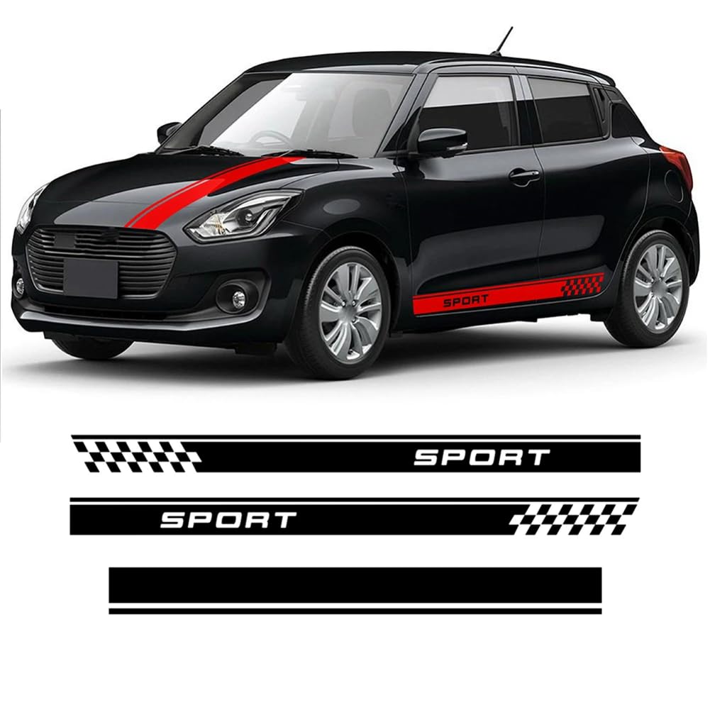 Auto Styling Tür Seitenstreifen Rock Aufkleber Auto Motorhaube Racing Body Kit Aufkleber, für Suzuki Swift Sport Zubehör von VIYOHOH