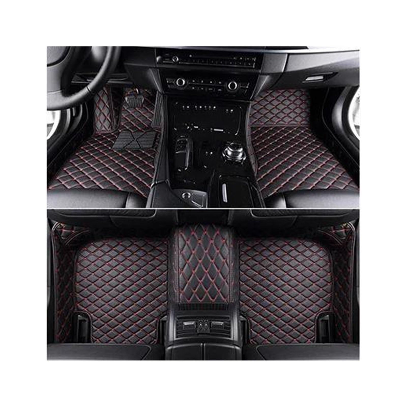 VIYOLI Für Mitsubishi Für Outlander 2019 2020 2021 2022 Custom Car Boden Matte Wasserdicht Fuß Pad Teppich Innen Zubehör Auto Bodenbelag Teppich(Black red) von VIYOLI