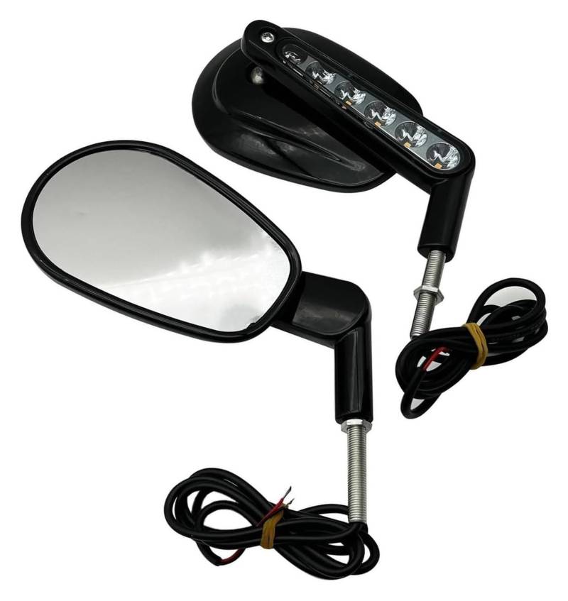 Motorrad Rückspiegel Für Ha&rley FLSTC FXDB Für Dy&na FXDF FLSTF Motorrad-Rückspiegel (Schwarz-Silber) Seite Vordere Blinker Licht Motorrad von VKVZGPRARW