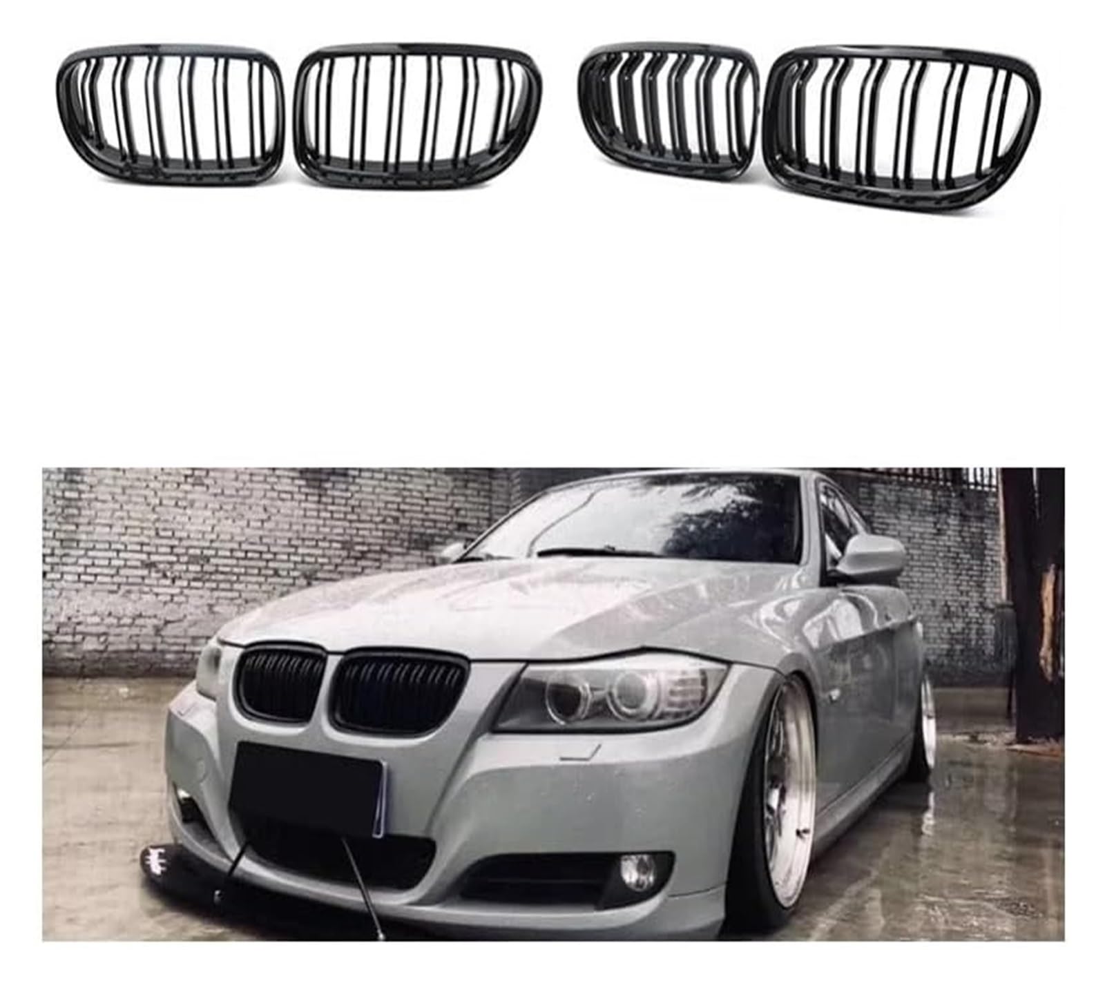 Stoßstangengrill Für 3er-Serie Für E90 Für E91 2009-2012 Frontstoßstangengrill Ont Kühlergrills Auto Fronthaube Grille Stoßstange Einzel Dual(Carbon Fiber) von VKVZGPRARW