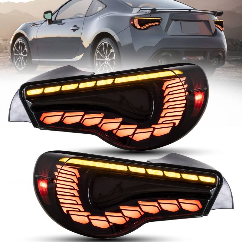 VLAND OLED Rücklichter Passend für Toyota 86 2012-2020 Subaru Wrx (Basis, Limited, Premium, TRD) 2013-2020, Dragonscale Edition, geräuchert von VLAND