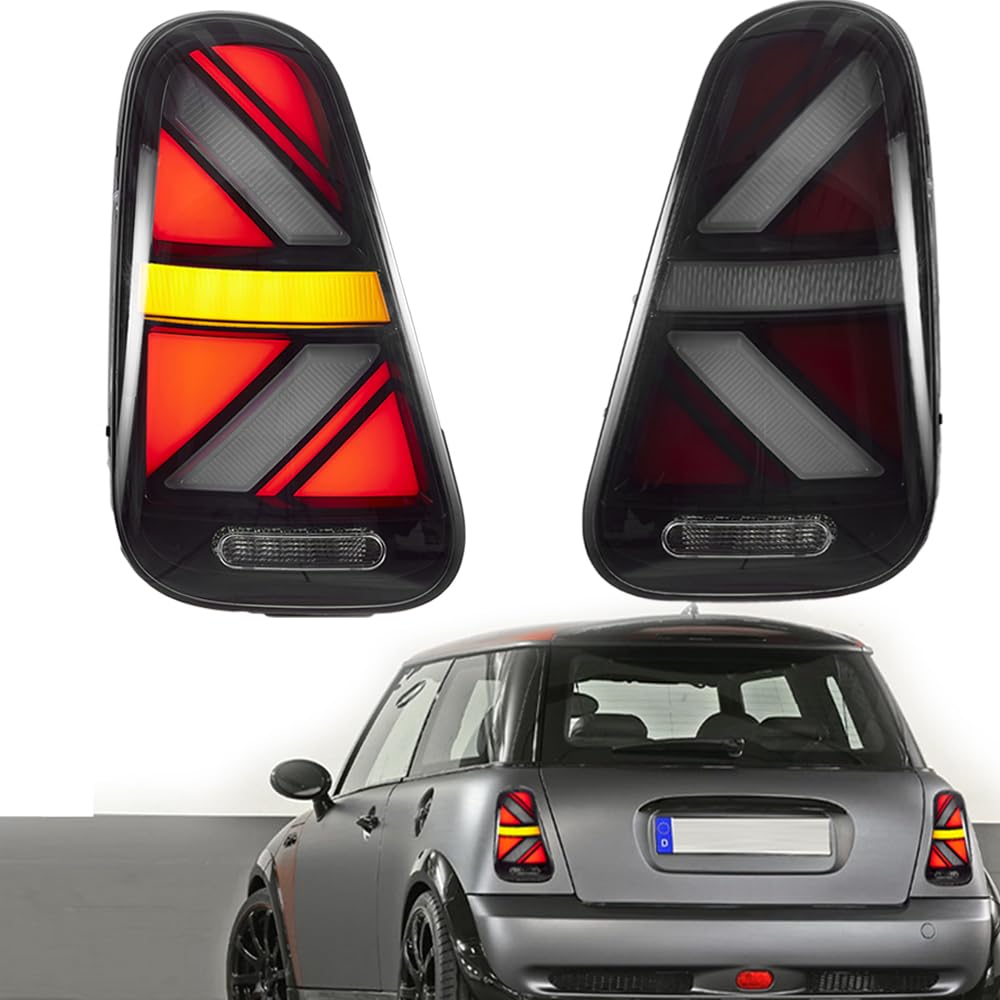 VLAND Rückleuchten für Mini Cooper/One R50 R53 Hatch 2001-2006 und R52 Cabrio 2004-2008, 1st Gen Rücklicht mit E-Prüfzeichen ein Paar(Klar) von VLAND