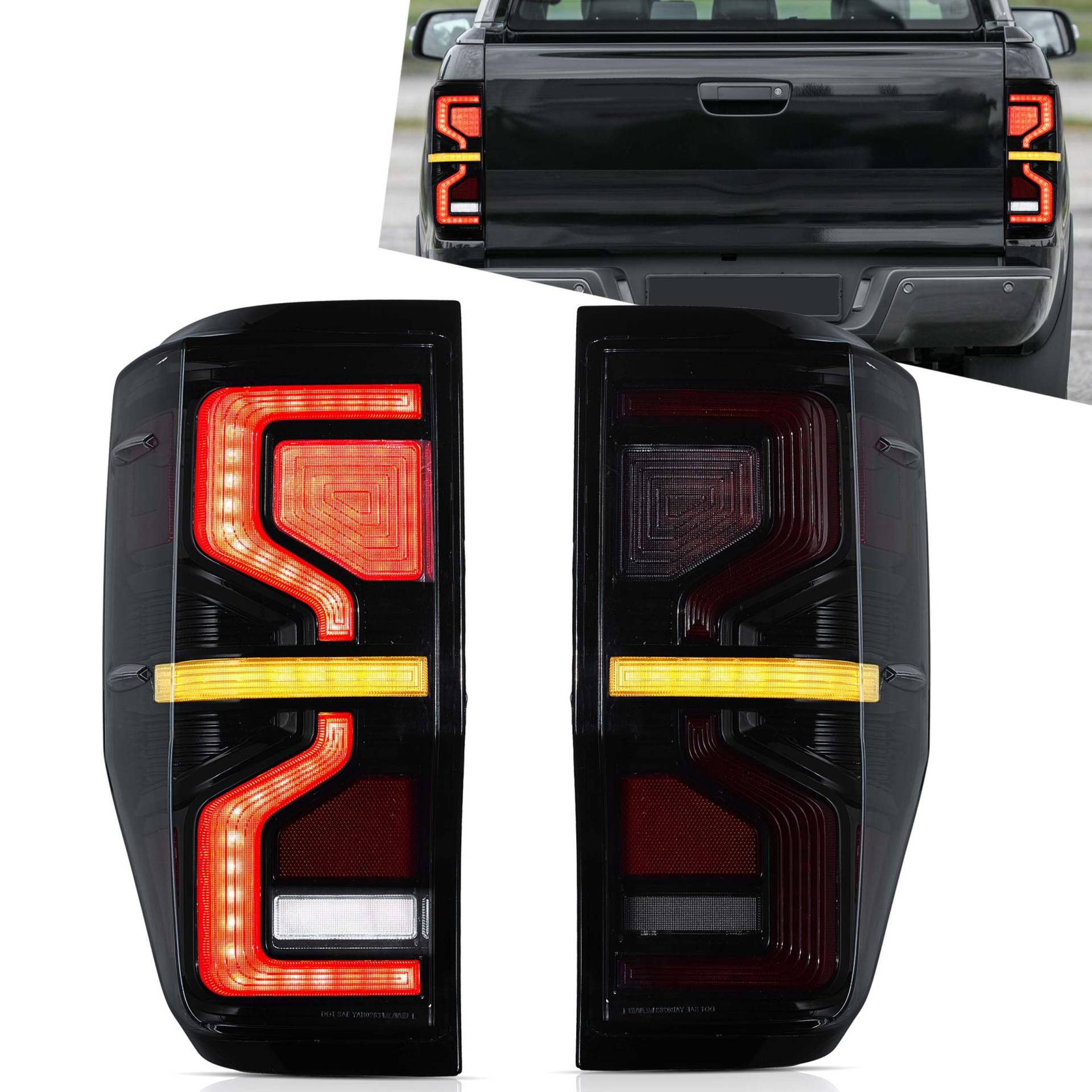 VLAND Rücklicht passend für Ford Ranger 2012-2018, geräuchert von VLAND