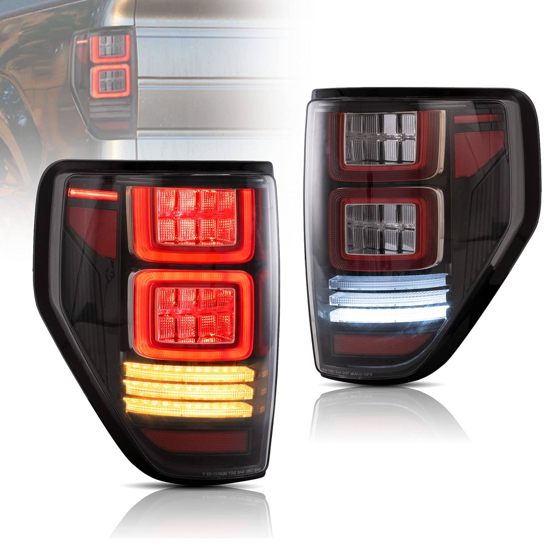 VLAND Rücklichter für F-ord F150 Pickup Truck FX4 STX, XL, XLT 2009-2014 (Nicht passen Flareside & BLISS) Heckleuchten,Set von VLAND