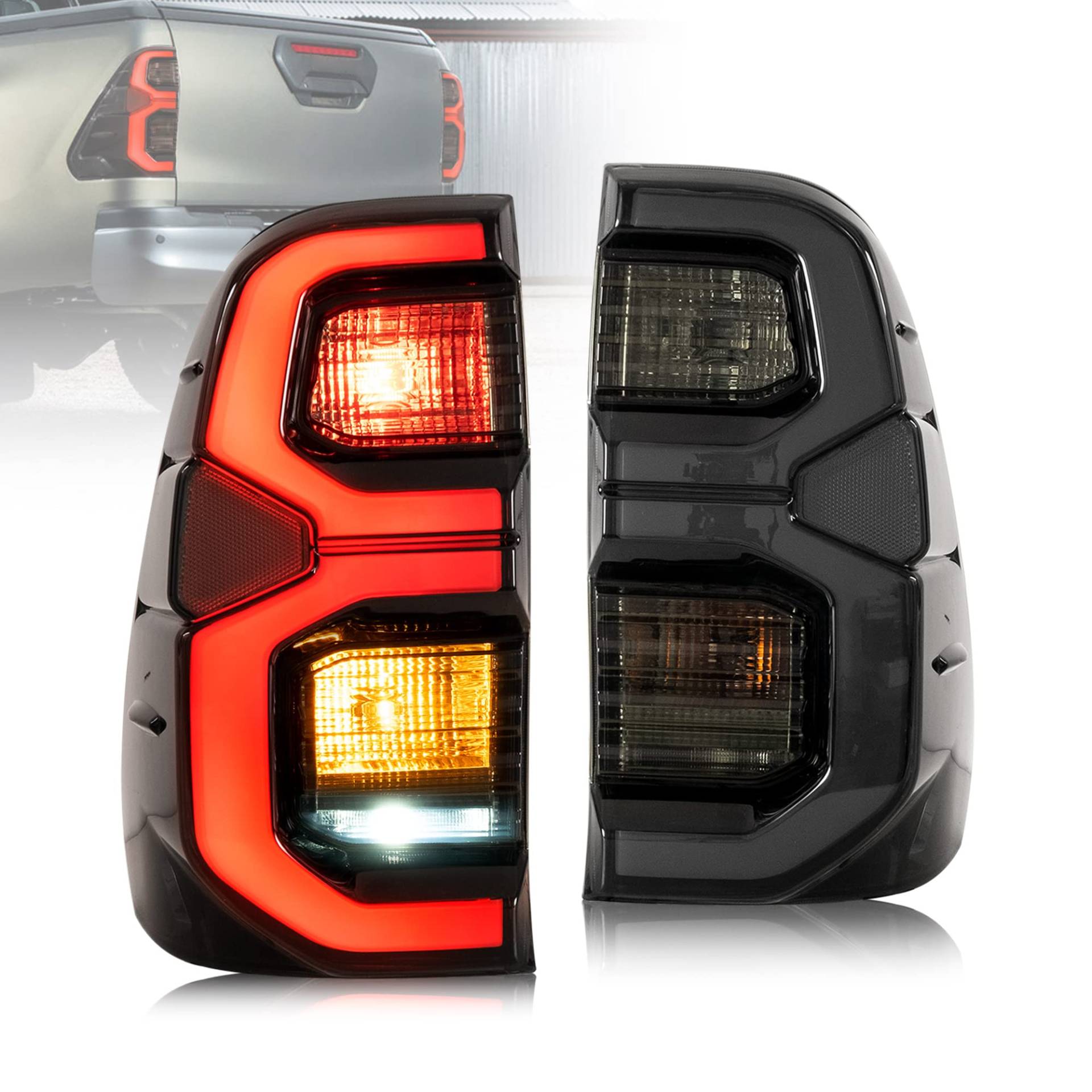 VLAND Rücklichter für Toy-ota Hilux Revo Pickup 2016–2020, (nicht für HiLux Tonka),Heckleuchten mit normales Lauflicht,Paar (Beifahrer- und Fahrerseite) von VLAND