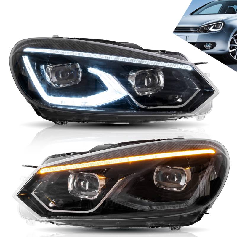 VLAND Scheinwerfer LED Kompatibel für VW Golf6 2008-2013 Scheinwerfer. （NICHT FÜR GTI, R） von VLAND