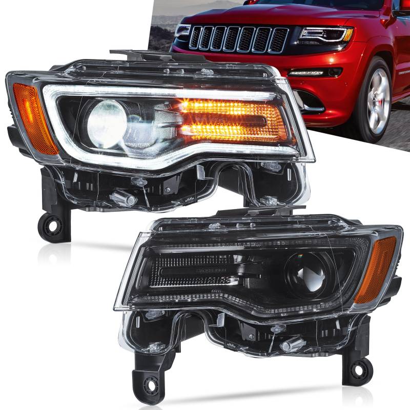 VLAND Scheinwerfer-Set kompatibel mit 2014-2022 Jeep Grand Cherokee, WK2, Blau DRL von VLAND