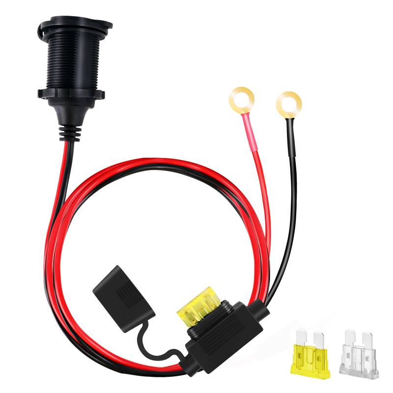 VMUTGA 1.2m Auto Zigarettenanzünder, Steckdose Wasserdicht Marine Grade Auto Zigarettenanzünde, Adapter Auto Wasserdicht für 12V/ 24V Batterie Strom LKW Wohnmobil Geräte von VMUTGA