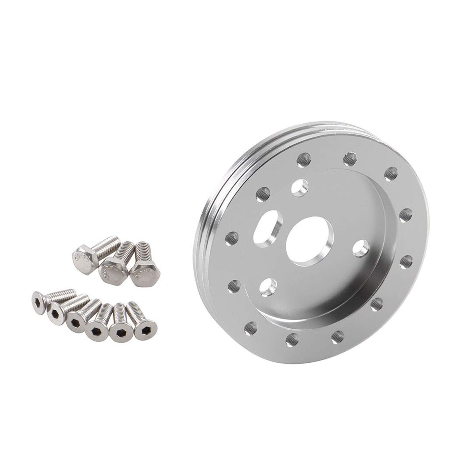 VMXGTF Auto Styling Zubehör Aluminium Schwarz Lenkrad Nabe Adapter Spacer 6 Loch Zuschuss 3 Loch Lenkrad-Entriegelungsadapter(Silver) von VMXGTF