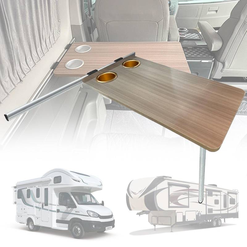 VNATWGOO 31 X 15 Zoll, Klappbarer Holztisch Mit 28,1 Zoll Aluminium-Tischbein, Wandmontierter Klapptisch, Rv-Mpv-Esstisch, FüR Rv, Mpv, Wohnwagen, Boot, Yacht von VNATWGOO