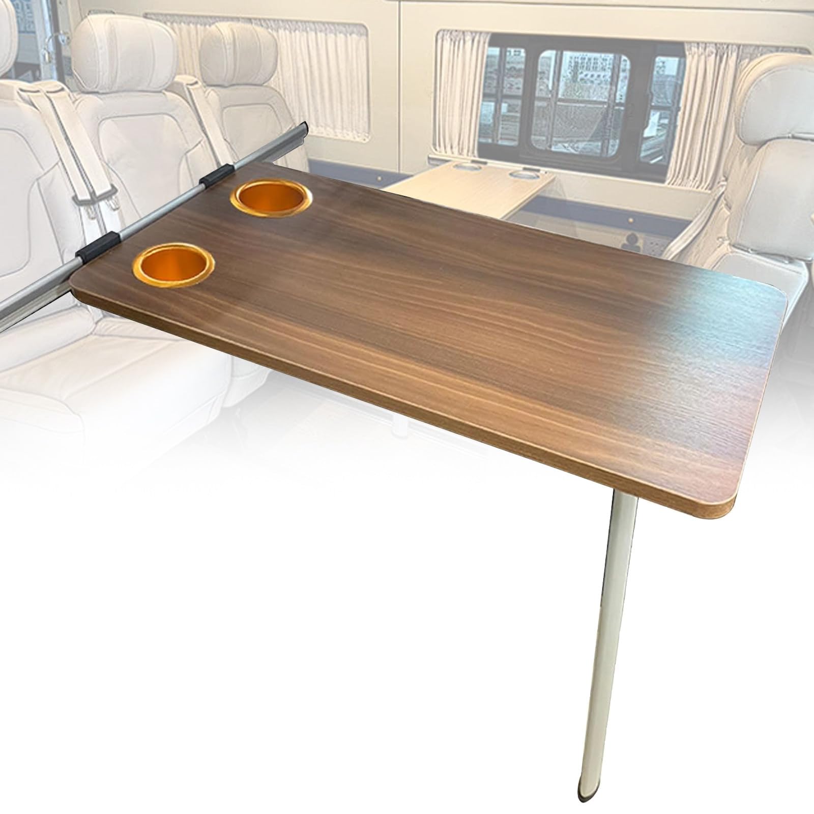 VNATWGOO Wandmontierter Klapptisch, 79 X 39 cm, Mpv-Klapptisch, Abnehmbarer Verschiebbarer Wohnmobiltisch, Mit Zwei BecherfäChern, FüR Wohnwagen, Picknick, Yachten von VNATWGOO