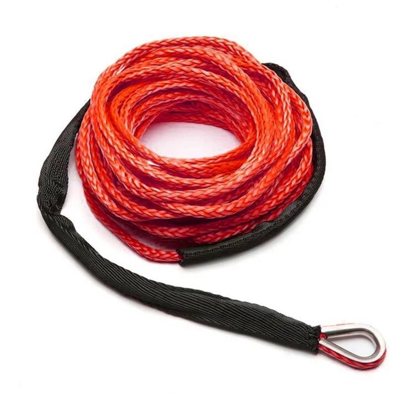 Synthetisches Windenseil-Kit 12mm x 25m Offroad 4X4 Autozubehör synthetische Windenseilfaser Abschleppseil(12mmX25m red) von VNSMM