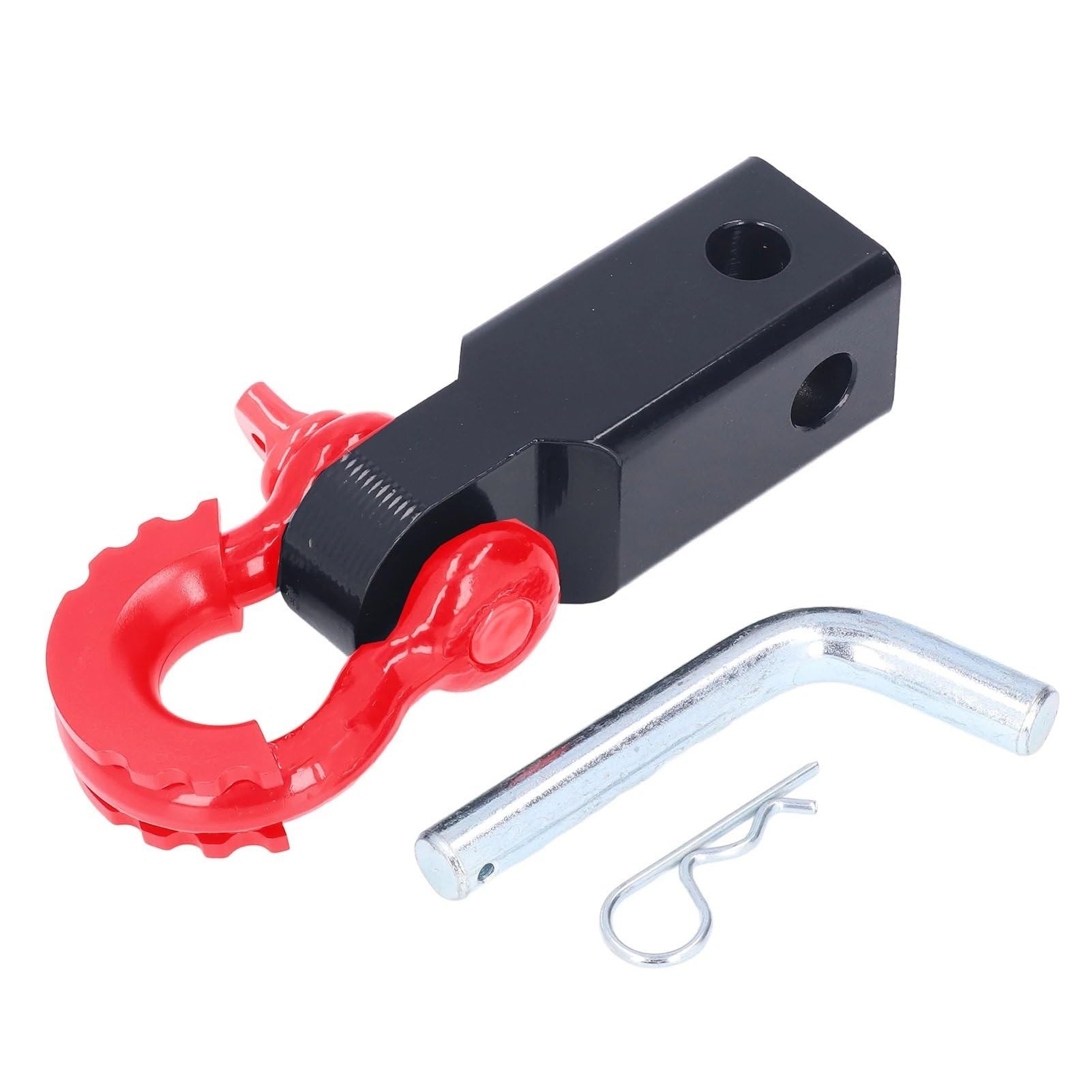 Synthetisches Windenseil-Kit 2-Zoll-Universal-Schäkel-Hitch-Haken-Empfänger Hochfester Stahl-Anhängerkupplungs-Empfänger für PKW-LKW-Jeeps Abschleppseil(Red) von VNSMM