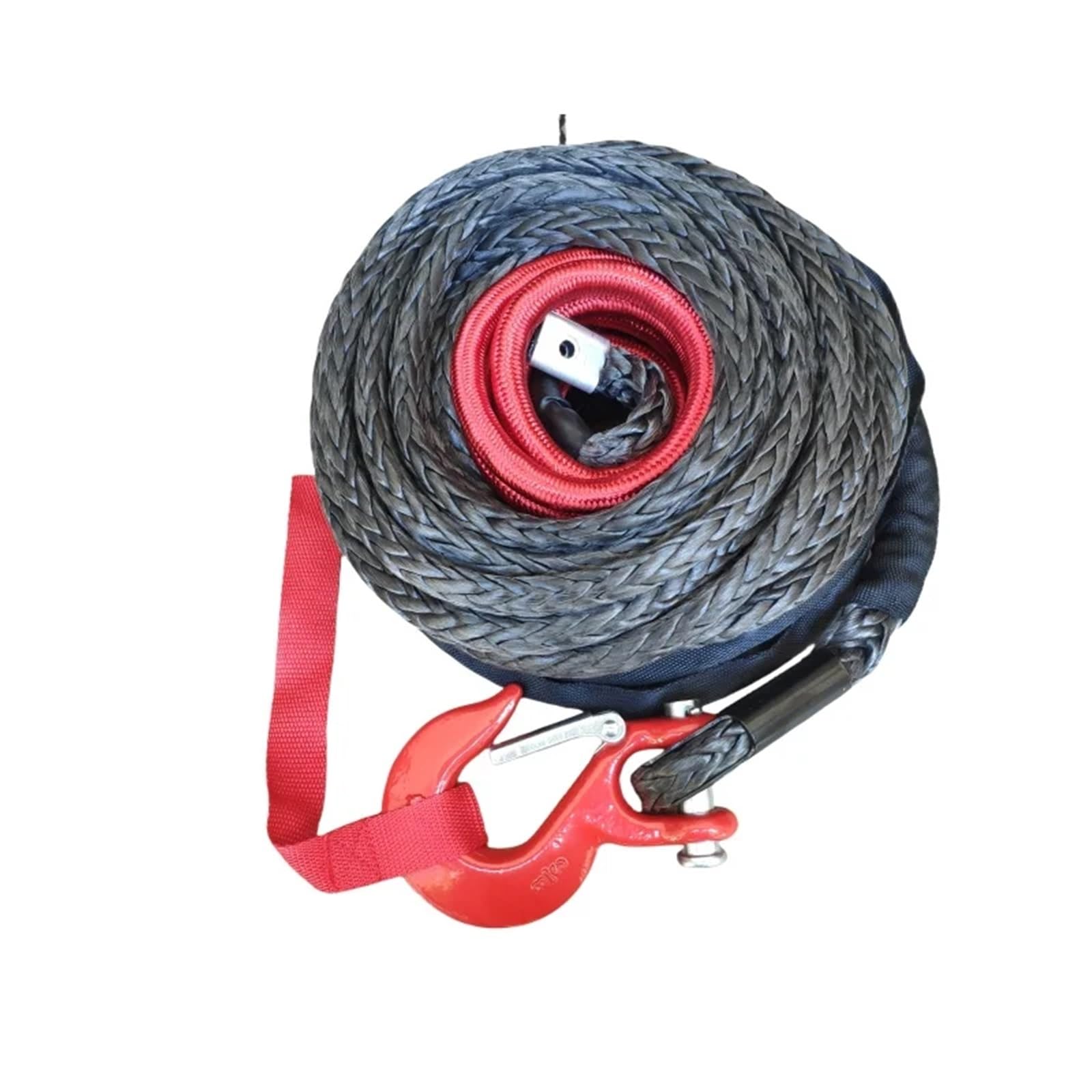 Synthetisches Windenseil-Kit 23 m * 13 mm Synthetisches Windenseil mit Schutzhülle + 16T 3/8 Hakenzugseil für Winde, kompatibel mit Jeep-Zubehör, ATV, UTV, KF Abschleppseil(Style 1) von VNSMM