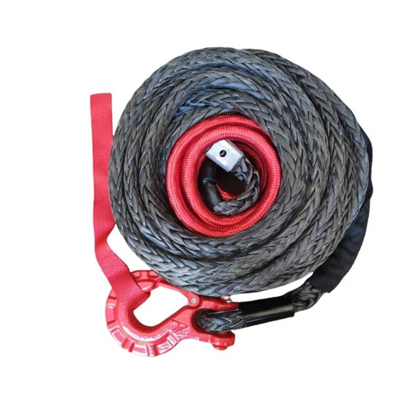 Synthetisches Windenseil-Kit 23 m * 13 mm Synthetisches Windenseil mit Schutzhülle + 16T 3/8 Hakenzugseil für Winde, kompatibel mit Jeep-Zubehör, ATV, UTV, KF Abschleppseil(Style 4) von VNSMM