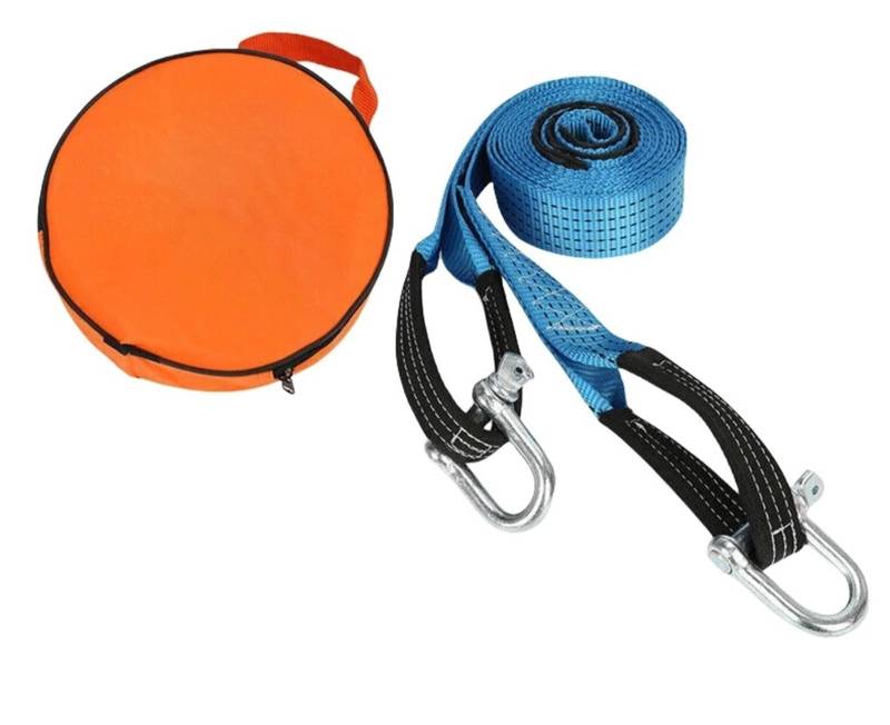 Synthetisches Windenseil-Kit 5M 8 Tonnen Racing Auto Windenseil Hochfester Nylon-Auto-Abschleppgurt U-Haken mit reflektierendem Licht Hochleistungs-Off-Road-Zubehör Abschleppseil von VNSMM