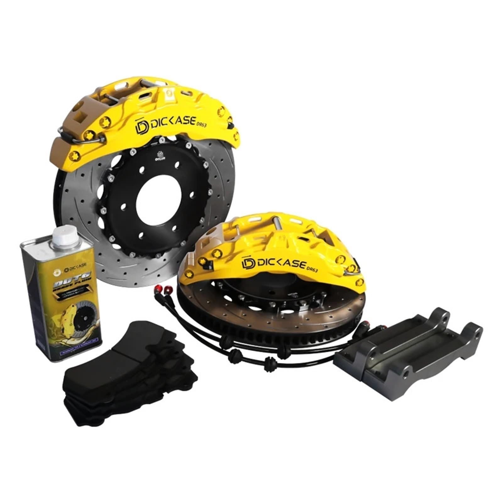 VNSMM Bremssattel Autobremse 6-Kolben Bremssattelsatz Bremsscheibe 17, 18 Auto Bremskolben(Yellow Brake Kit) von VNSMM