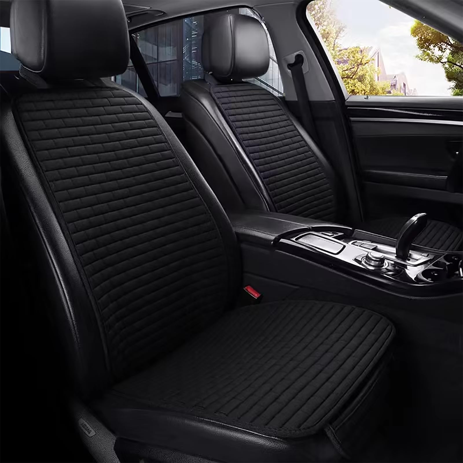 VNUNMALC Auto Sitzkissen Sets Für Vw Touran 5seats 2006-2024, 5-Sitzer Sitzbezüge Sitzauflagen, Allwetter Bequemer Atmungsaktiv rutschfest Schonbezüge Zubehör,B/Black von VNUNMALC