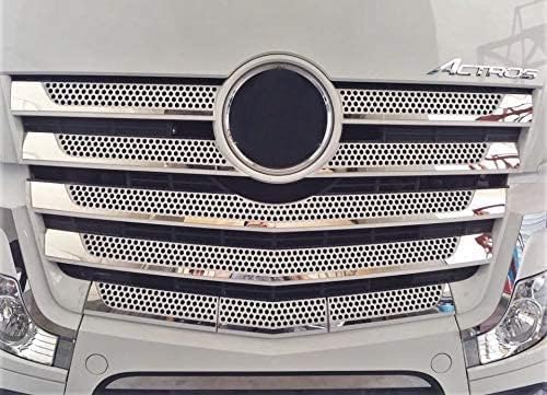 VNVIS 11 Spiegel Edelstahl Front Grill Abdeckung Dekoration für Actros MP4 LKW Spiegel Poliert Zubehör von VNVIS