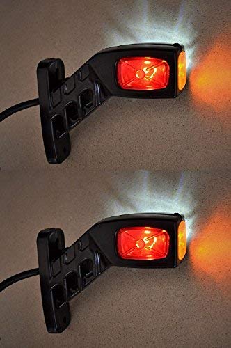 VNVIS 2 Stück LED Seitenmarkierungsleuchte 12V / 24V Befestigung am Fahrgestell für LKW und Muldenkipper - Rot/Weiß/Orange von VNVIS