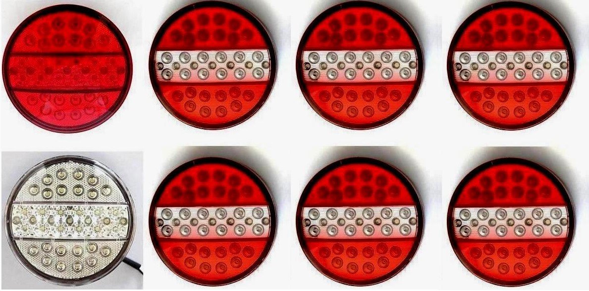 VNVIS 8x 24V LED Heckleuchte Hamburger weiß rot Rückleuchten Nebelscheinwerfer + Rückfahrscheinwerfer LKW Kipper Traktor Anhänger Chassis Universal Fit von VNVIS