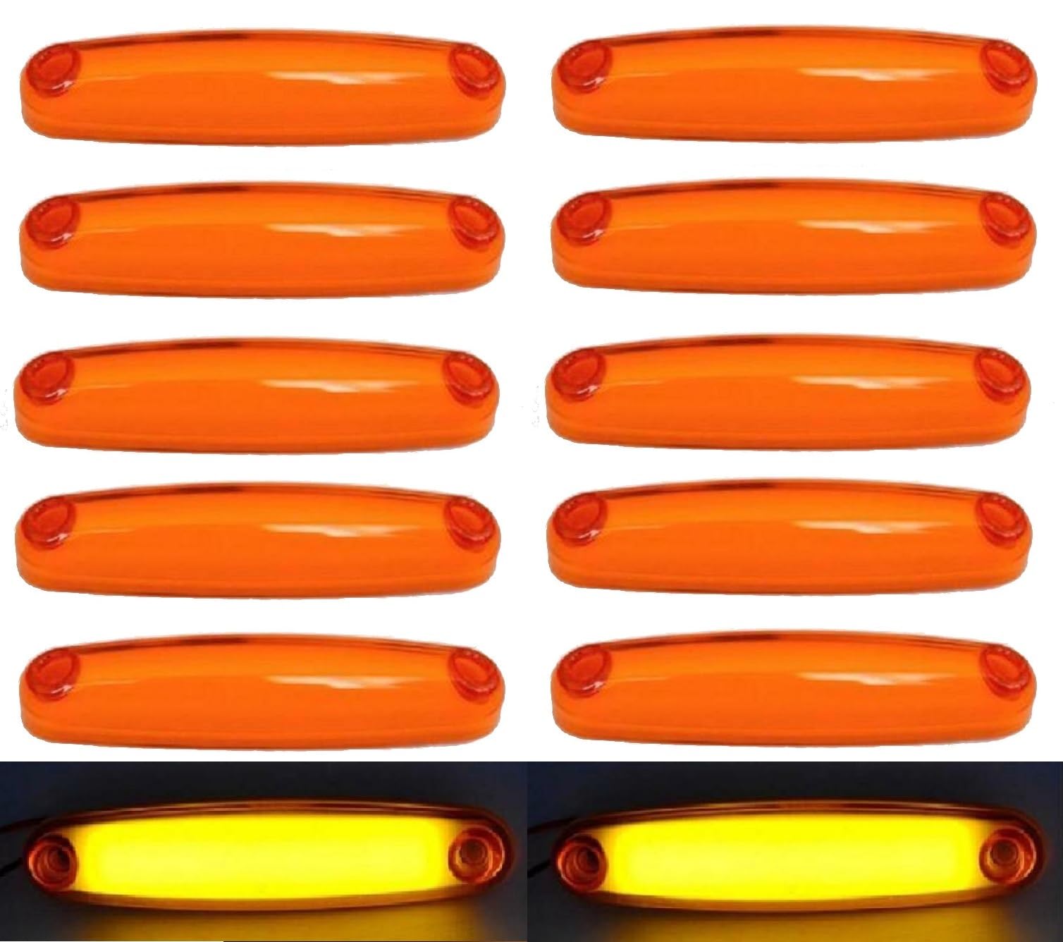 10 x 12 V 24 V LED Neon Vorderseite orange Bernstein Marker Leuchten Finger Truck Trailer Chassis Kippmulde Caravan Camper Van Bus von VNVISNR