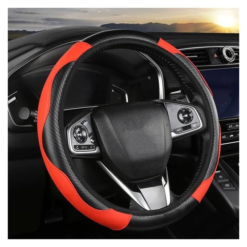 Auto Lenkrad Bezug Auto-Lenkradabdeckung Für Auto-Styling 5 Farben rutschfest Atmungsaktiv Für 38 cm Auto-Zubehör Lenkrad Abdeckung(Red) von VOALVT