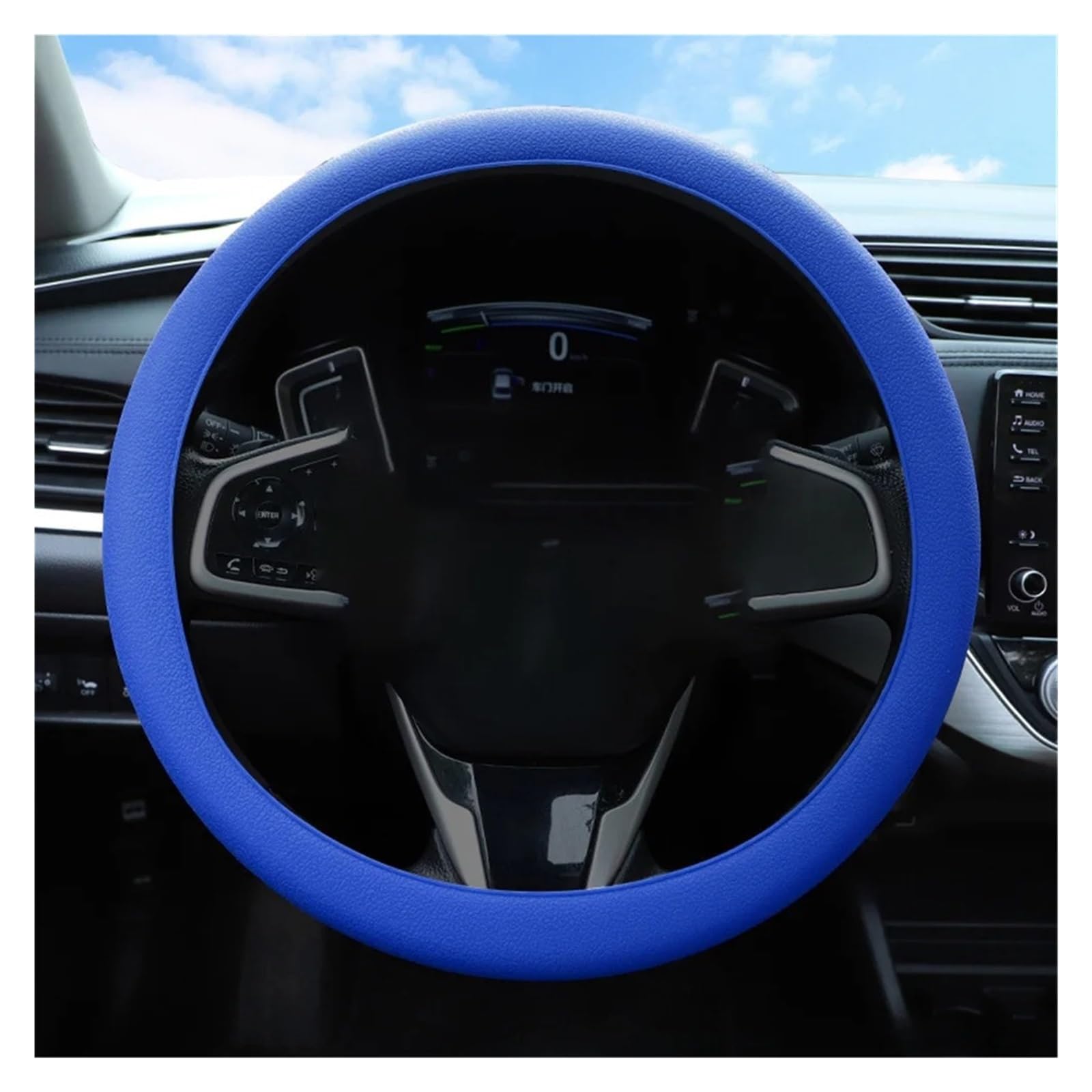 Auto Lenkrad Bezug Auto-Silikon-Lenkradabdeckung Sommer-Anti-Rutsch-Griff Elastischer Handschuh Universelle Textur Weiche Lenkradabdeckung Lenkrad Abdeckung(Dark Blue) von VOALVT