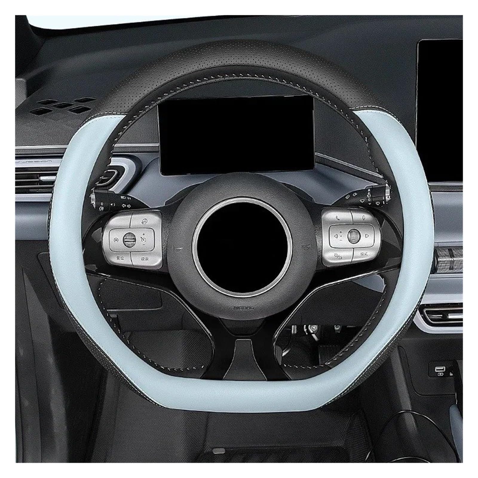 Auto Lenkrad Bezug Für BYD Für Dolphin Für Seagull Für Dichtung Für Qin Für Song Für Han Lenkrad Abdeckung Griff Nicht-Slip 38 cm Typ D Anti-schweiß Lenkrad Abdeckung(Sky Blue) von VOALVT