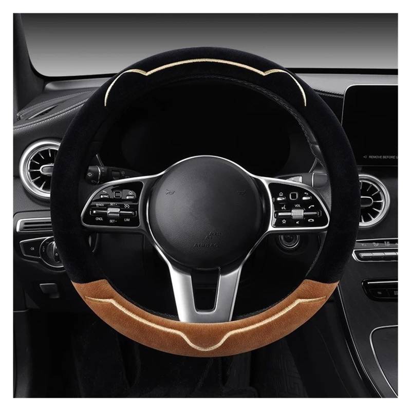 Auto Lenkrad Bezug Für Benz 2023 Serie Plüsch Winter Auto Lenkrad Abdeckung Warm Tragen Beständig Auto Griff Abdeckung Lenkrad Abdeckung(Brown) von VOALVT