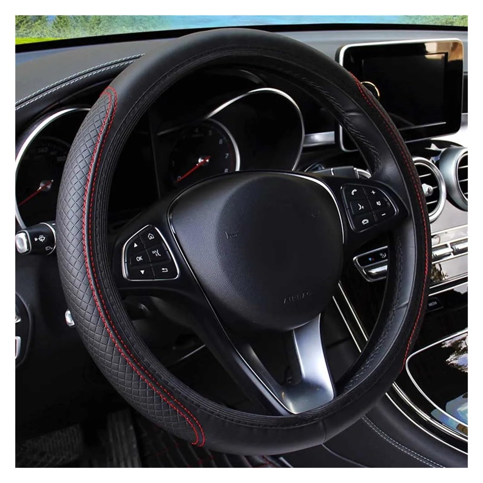 Auto Lenkrad Bezug Für Kia Für Rio K2 Für Sportage Für Sorento Für Cerato Für Armlehne Für Soul Für Picanto Universal Auto Lenkrad Abdeckung Lenkrad Abdeckung(Red) von VOALVT