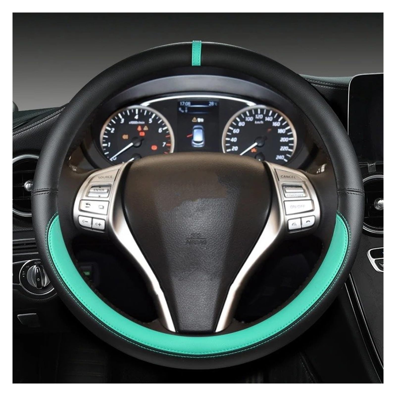 Auto Lenkrad Bezug Für Nissan Für März Für Micra K10 K11 K12 K13 K14 PU Leder Auto Lenkrad Abdeckung Auto Zubehör Lenkrad Abdeckung(O Shape Green) von VOALVT