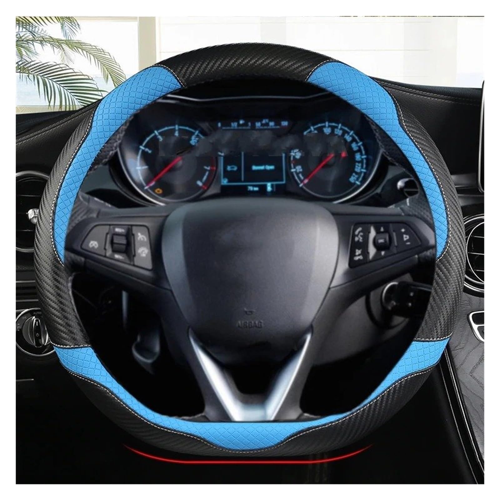 Auto Lenkrad Bezug Für Opel Für Astra Für Corsa Für Combo Für Mokka Für Insignia CT 2017-2022 Auto Lenkrad Abdeckung D Form Leder Lenkrad Abdeckung(Blue) von VOALVT